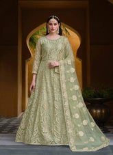 Lovely Wedding Wear Gown in Pista Colour